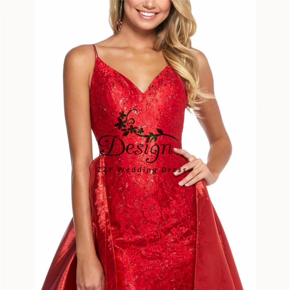 Vestidos De Fiesta De Noche платье-спагетти на бретельках с аппликацией из бисера отстегивающаяся юбка-Русалка платья на заказ vestido