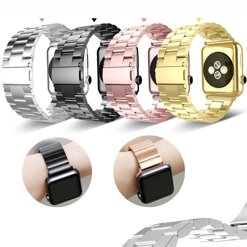 Ремешок из нержавеющей стали для apple watch band 44 мм 40 5 4 3 iwatch 42 38 Роскошный