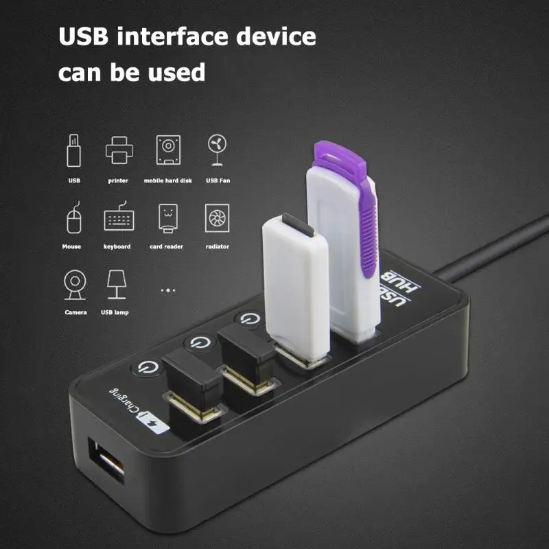 4 Порты USB 3,0 HUB+ 1 взаимный обмен данными между компьютером и периферийными устройствами смартфон зарядное Порты и разъёмы 5 Гбит/с, высокая Скорость USB 3,0 концентратор Питание адаптер для WIN XP/7/8/10, Linux