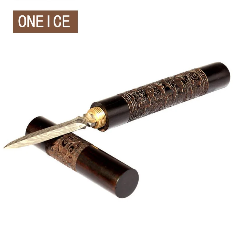 Steel Black Tea Needle for Tea Ceremony, Carved Ebony Pu'er Knife Pattern, Spare Parts
