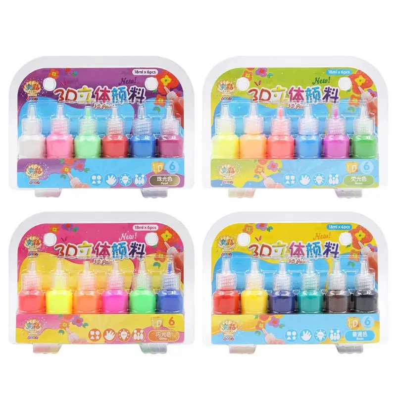 

6 Colors Kids 3D Acrylic Paint Pigment Set for Children Graffiti DIY Painting B95C