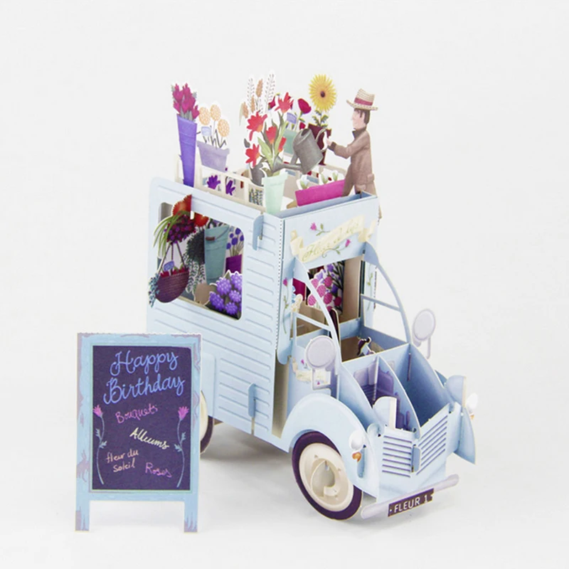  3D Pop Up Festoon Vehicle Greeting Card Christmas Valentine Birthday Invitation D08D - 4000357835533