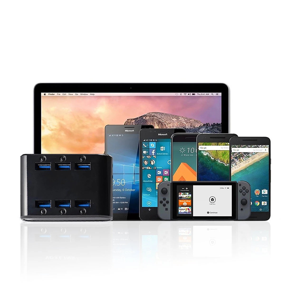 Station, Adaptador para Samsung, Huawei, LG, iPhone, 24W, 4.8A, UE, EUA, UK Plug