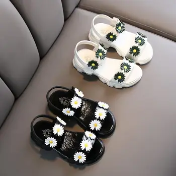 

Kids Shoes 2020 Summer Children Fashion Princess Sandals With Flower Baby Pu Leather Shoes Girls Brand Soft Flat Sandals
