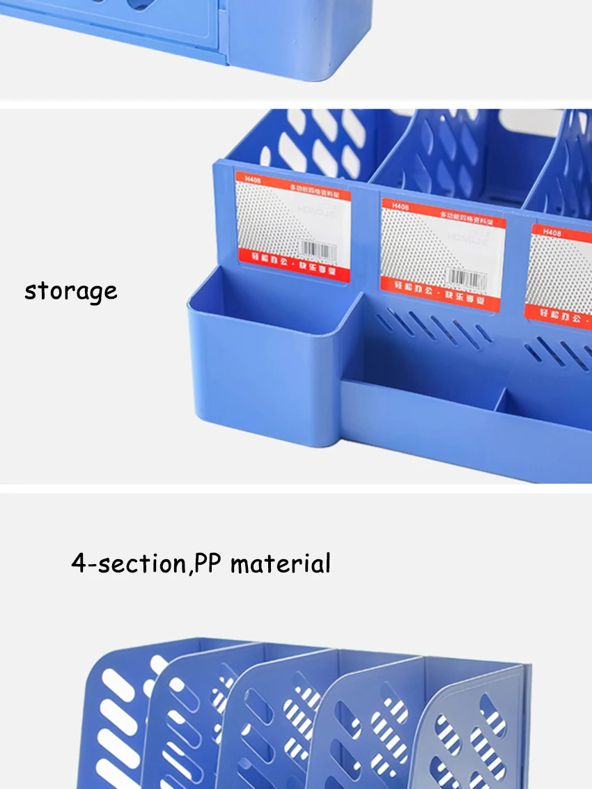 Большая емкость, 4 секции, настольная стойка для файлов, бумажная Подставка для книг, лоток для документов, органайзер, коробка с держателем для ручек, полка, офисные принадлежности