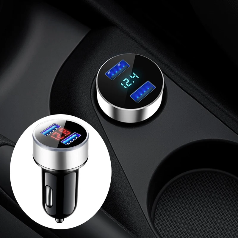 Двойной порт USB 3.1A автомобильное зарядное устройство светодиодный дисплей для