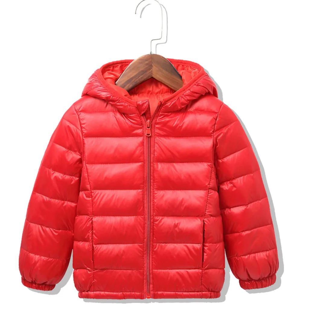 Теплые куртки для девочек на осень и зиму, куртки для мальчиков, куртки для маленьких девочек, детская верхняя одежда с капюшоном, Kurtka Dziewczynka - Цвет: Красный