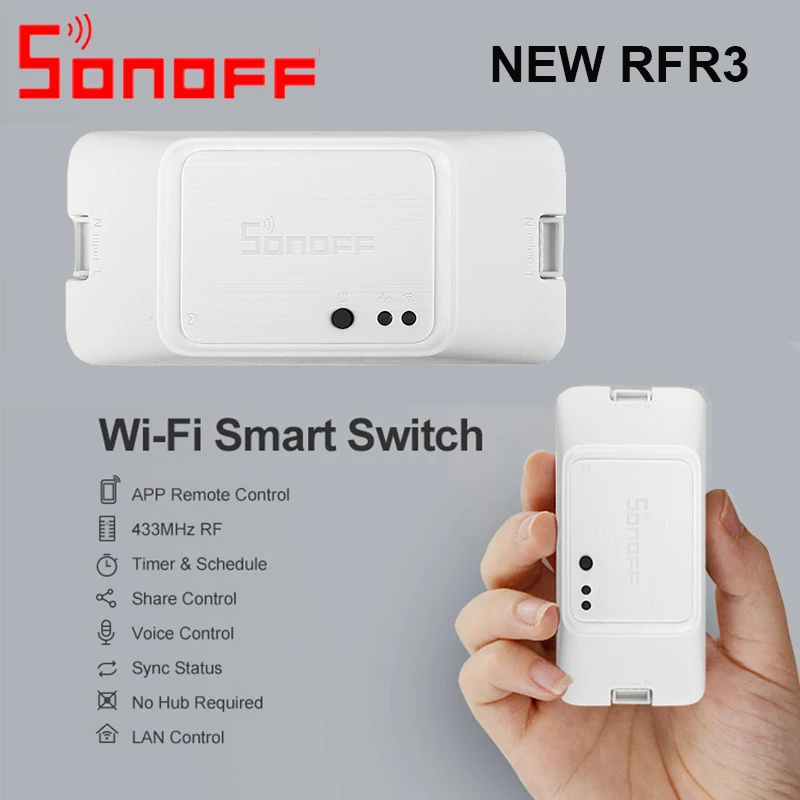 

1/2/3/5/10/PCS Sonoff RFR 3 WIFI DIY Smart 433Mhz RF Control Switch Wireless Remote Switch Home Automation Work with Google Home