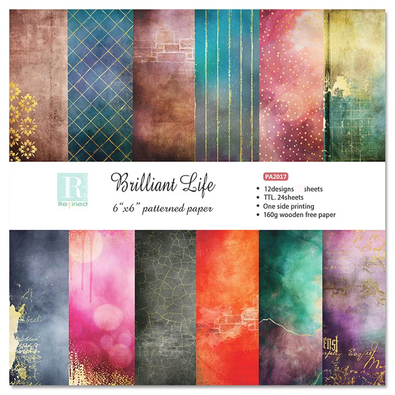 KLJUYP 24 Sheets Beilliant Life Scrapbooking Pads Paper Origami Art Background Paper Card Making DIY Scrapbook Craft scrapbook paper craft paper scrapbooking material scrapbook materials handmade craft paper scrapbooking paper
