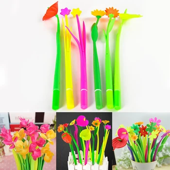 

1pc Cute Silicone Colorful Creative Flower Gel Pens for Write Stationery Office School Supplies Gifts