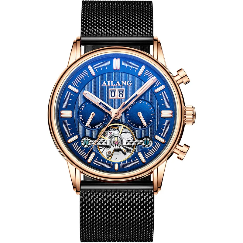 Топ люксовый бренд Tourbillon Мужские автоматические механические часы кожаные мужские s часы спортивные военные часы водонепроницаемые мужские часы - Цвет: Color 07