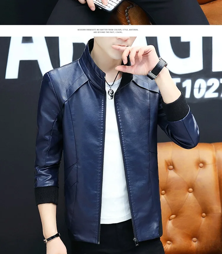 Gt-6720 Autumn And Winter New Style Korean-style Slim Fit MEN'S Leather Coat Trend PU Leather Jacket Men's Large Size Motorcycle