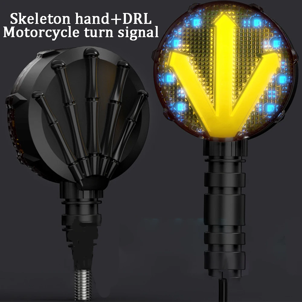 12V скелет руки Led Сигналы поворота для мотоцикла светильник шоры мигалкой дневные