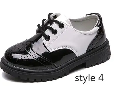 style 4 Цветок для мальчиков джентльмен кожаная обувь для мальчиков британский стиль школьная праздничное детское платье свадебное платье и обувь для вечеринок новые 14 лет - Цвет: style 4