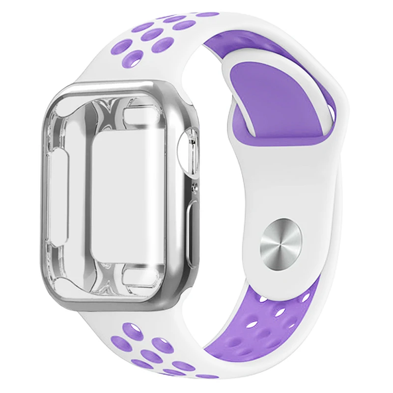 Дышащий силиконовый спортивный ремень Apple Watch 5 4 3 2 1 42 мм 38 мм резиновый ремешок Nike+ Iwatch+ чехол 5 4 3 40 мм 44 мм