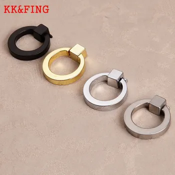 KKFING Modern Pull Ring Drawer Knobs Solid Zinc Alloy Kitchen Cabinet Handles Cupboard Wardrobe Door Pulls Furniture Hardware