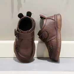 Осенне-зимняя обувь для маленьких мальчиков; повседневная обувь из искусственной кожи для девочек; Детские кроссовки; нескользящая