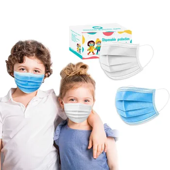

Children's Face Mask Scarf Mascarilla 2020 Mask Solid Color Disposable High-Quality Mask 25 Blue +25 White Breathing Mask