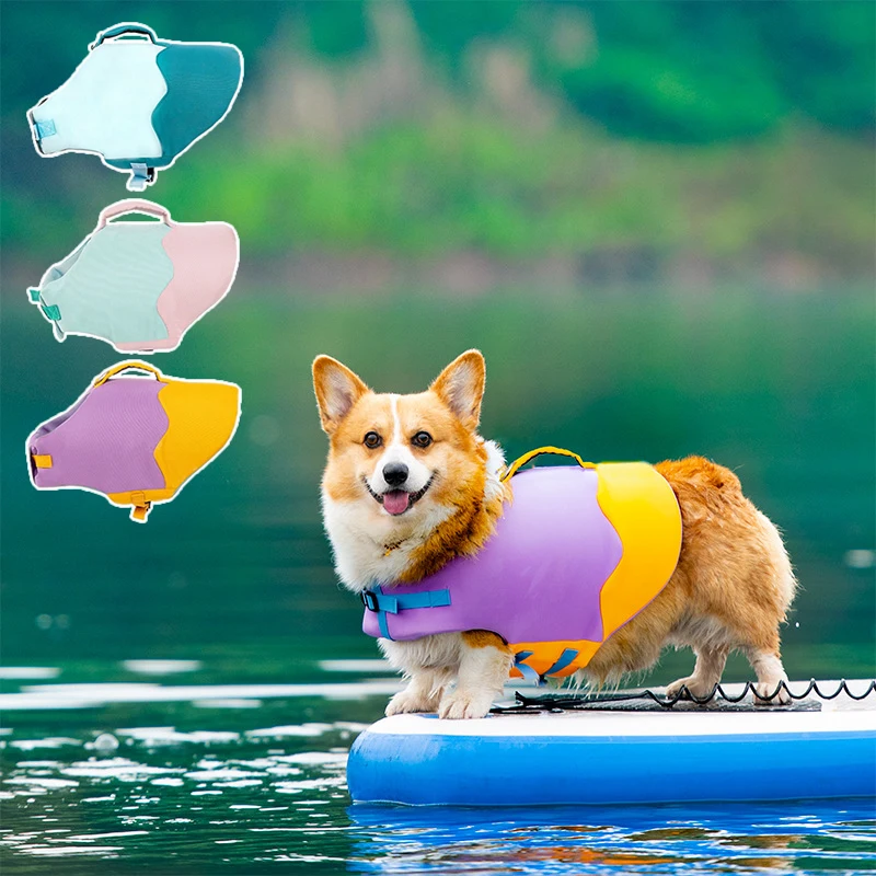 

Dog Life Vest Swimsuit Summer Pet Life Jacket Dog Clothes Buoyancy Play Water Rafting Corgi Safety Swimwear Chaleco Salvavidas