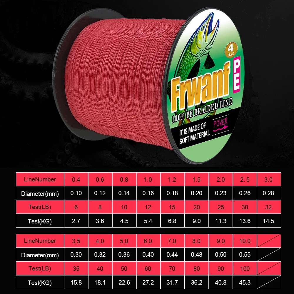 Frwanf Japan PE Fishing Braided Line for Carp Lines 100M 4 Strand Thread 10 20 30 40 50 60 70 80 90 100LB Smooth super | Спорт и