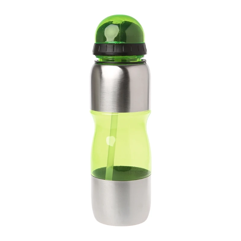 750 мл бутылка для воды флип соломы Велосипедный спорт питьевой Пешие прогулки тренажерный зал гидратация сплав M7DC - Цвет: Зеленый