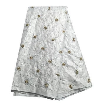 

Bead&Rhinestone Bazin Riche Getzner 2020 High Quality African Fabric White Latest Basin Riche Getzner Guinea Brocade KRL-95382