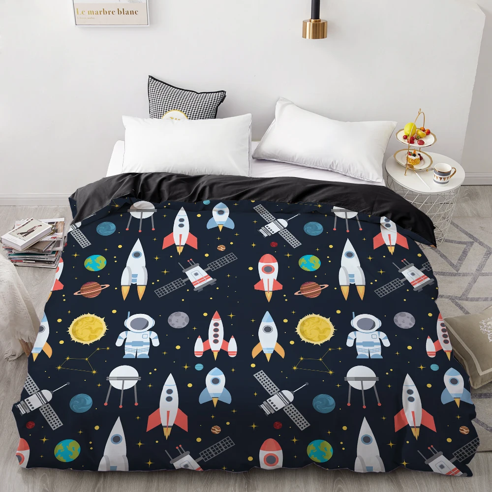 3D Print Custom Duvet Cover Rocket space,Comforter/Quilt/Blanket case Queen/King,Cartoon Bedding for kids/baby/children - Цвет: Cartoon-09