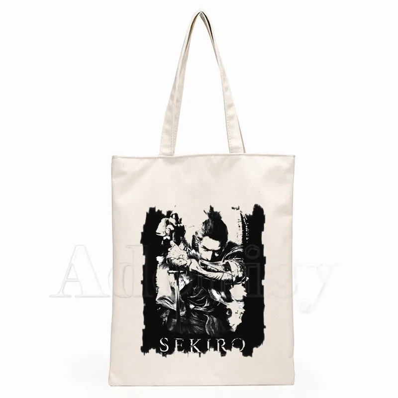 

SEKIRO Shadows Die Twice Graphic Cartoon Printed Canvas Shoulder Bag Female Harajuku Largecapacity Eco Environmental Shopper Bag