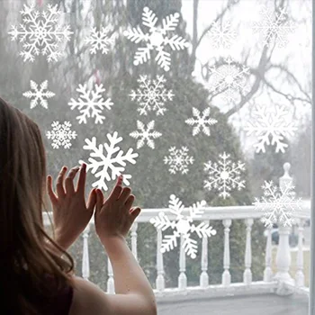 

38pcs/lot Christmas Snowflakes electrostatic Stickers for Glass Window wall stickers Xmas Decorative Design Decor Home Decals