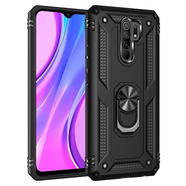 For Xiaomi Redmi 8 8A Note 8 Pro 8T Shockproof Armor Magnetic Metal Ring Stand Bumper  Phone Case Back Cover For  Redmi 9 9A 9C black