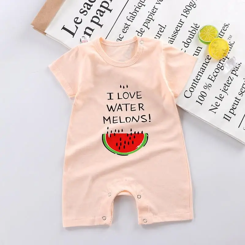 Baby Jumpsuit Cotton  3 6 9 12 Month Baby Romper Summer Toddler Costume Cartoon Leisure Newborn Baby Clothes Girl Onesie Short Sleeve Jumpsuit Baby Bodysuits cheap Baby Rompers