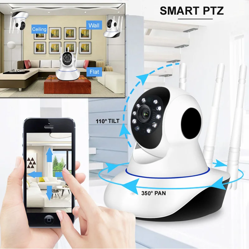 1080P Indoor WiFi Camera Smart Home Security Surveillance IP Camera CCTV 360 PTZ Monitor Baby / Pet / Nanny Wireless Wi Fi Cam