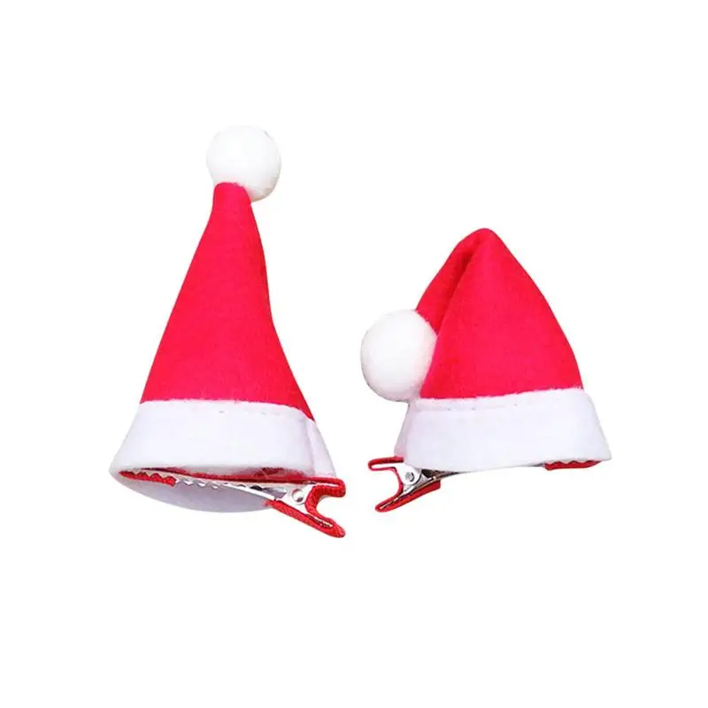

10 Pcs Hair Clips Cute Mini Christmas Red Santa Hat Hair Barrettes Grips Accessories For Toddlers Kids Girls