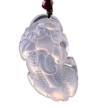 

2020 Fine Jewelry 100% Pure Natural White Agate Handmade Safe Wealthy Brave Troops Amulet Necklace Pendant Free Shipping