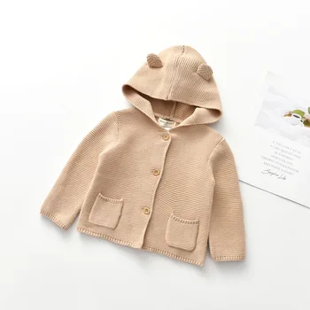 

New Baby Sweater Knitted Cardigan Jacket Baby Sweater Coat Kids Girls Cardigans Girls Spring Autumn Hooded Sweaters