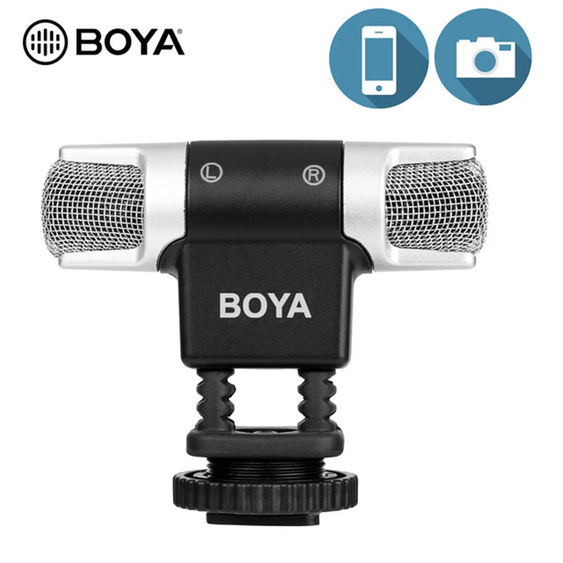 Конденсаторный микрофон BOYA с двойной головкой и стерео записью для iPhone 8 Android