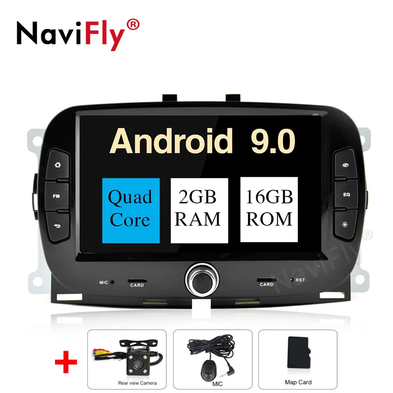 NaviFly 2 ГБ/4 ГБ Автомобильная Радио Навигация для Fiat 500- Android 9,0 Авто gps Мультимедиа Стерео головное устройство плеер - Цвет: 2GB-16GB-Camera