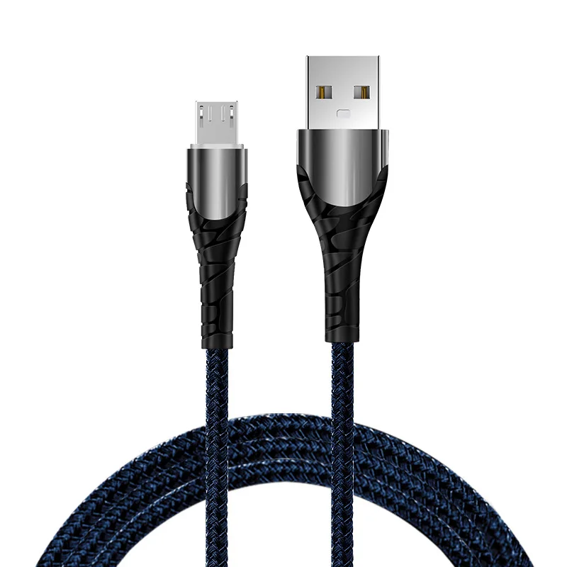 For Micro Blue 3,0 USB кабель, светодиодный, с нейлоновой оплеткой, 3 А, быстрая зарядка для iPhone 11, samsung, huawei, мобильного телефона, Micro usb type C, 1 м, провод для быстрой зарядки - Цвет: For Micro Blue