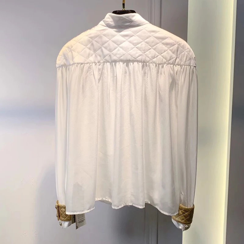 Designer Women's Sets Fashion High Quality Silk White Blouse and Short Skirt for Women