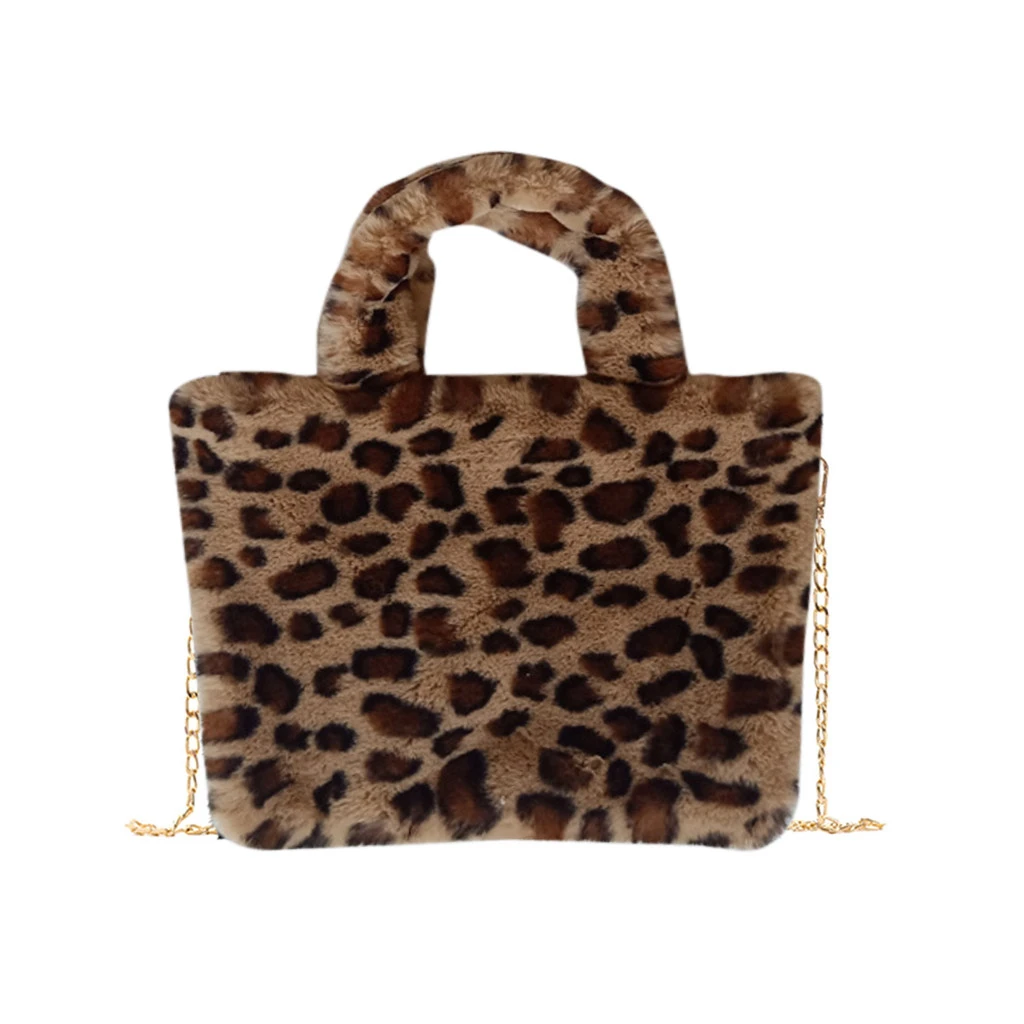 leopard fur shoulder bag