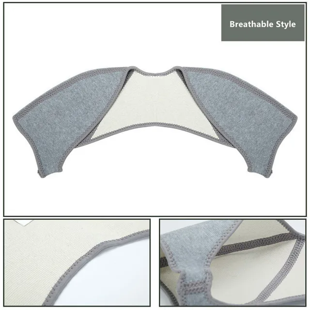 Bamboo Charcoal Fiber Double Shoulder Support Brace Self Heating Shoulder Warmer Pad Strap for Men Women Upper Back Pain Relief 6