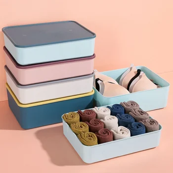 

Household Plastic Underwear Storage Box Compartment Closet Socks Bra Storage Box