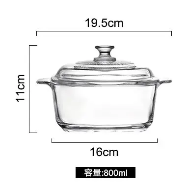 800/1200/1500 мл чайник для заварки из термоустойчивого чаша из закаленного стекла хозяйственные Прозрачная крышка микроволновая печь с крышкой Двойные Уши отпаривания для супа - Цвет: 800ml