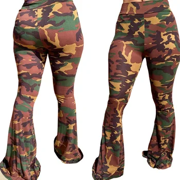 

Autumn Winter Women Pants Fashion Casual Long Camouflage Flare Trousers Plus Size Pants