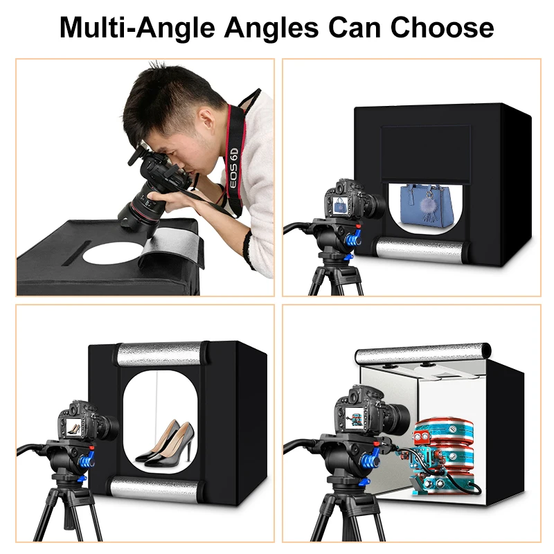 40cm Light Box Table Top Photo Studio Foldable LED 5500K Dimmable Lightbox With 5 PCS Photo Background Paper For Photography