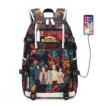 

My Hero Academia Plus Ultra Backpack USB Port Rucksack Bag Snake Pattern Teenager Student School Bags travel Shoulder Laptop Bag