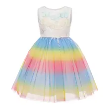 Радужное платье с единорогом; милое детское бальное платье без рукавов для девочек; платье с фатиновой юбкой; Модные Вечерние Платья с цветочным принтом и единорогом на Хэллоуин; нарядное платье
