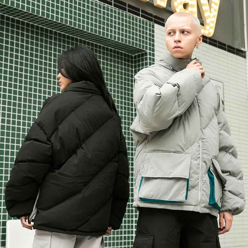 Хип Хоп Уличная Мужская куртка с капюшоном стеганая парка зима 2019 Harajuku ретро