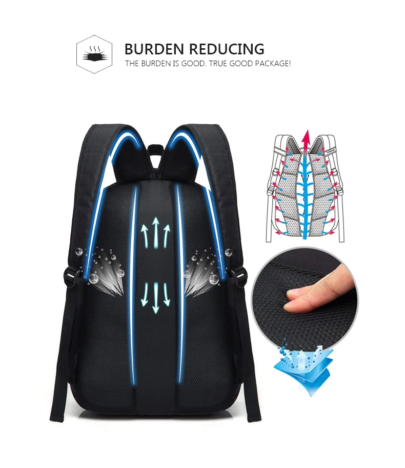 Рюкзак для колледжа ноутбука Водонепроницаемый легкий минимализм с usb-портом для зарядки Бизнес школьная сумка для путешествий, рюкзак