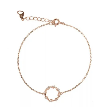 

YiYan 925 Sterling Silver Classic Circle Rose Gold Sterling Silver Bracelet for Women Fashion Fine Silver Jewelry